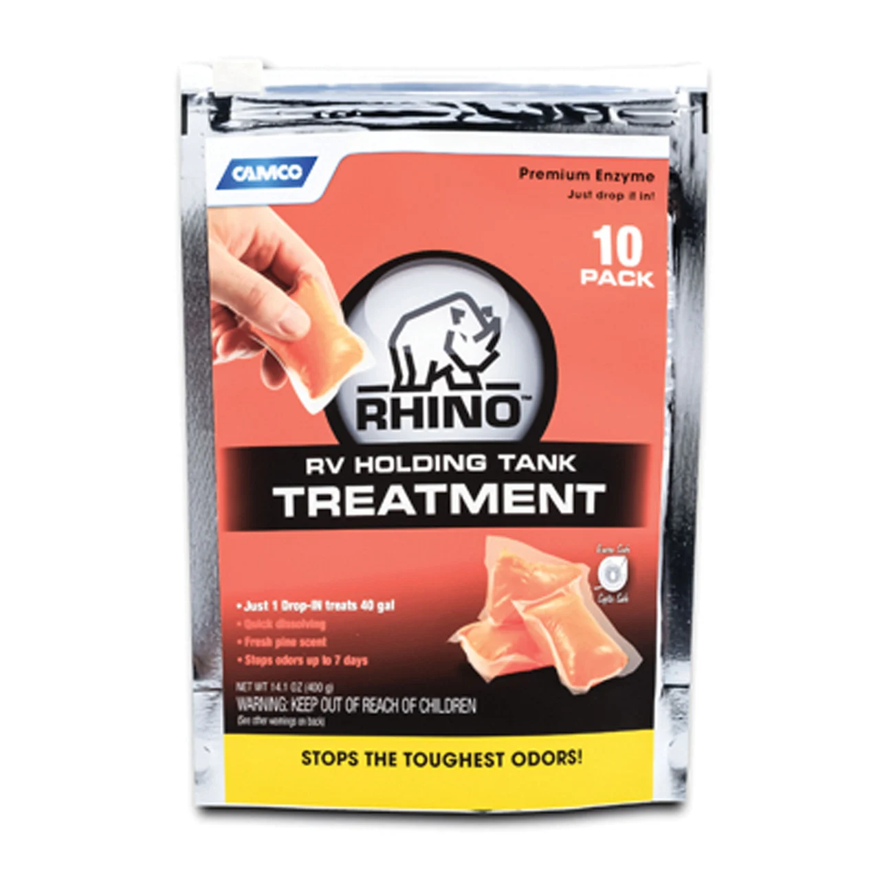 Camco 41519 Rhino Drop-Ins Rv Holding Tank Treatment, 10 Pack - 41519