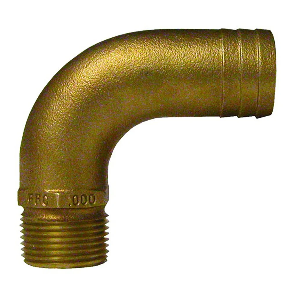 Groco 1" NPT x 1-1/8" ID Bronze Full Flow 90° Elbow Pipe to Hose Fitting – Boat Pump & Plumbing Part