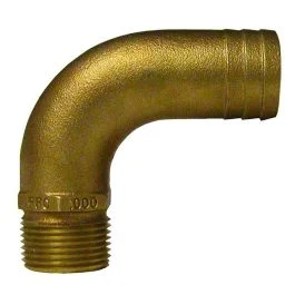 Groco 1/2" Npt X 3/4" Id Bronze Full Flow 90 Degree Elbow Pipe To Hose Fitting