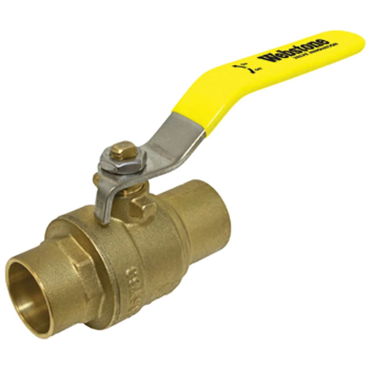 Webstone 51706 Standard Full Port Forged Brass Ball Valve with Chrome Plated Lever Handle - 1-1/2" Sweat - H-51706