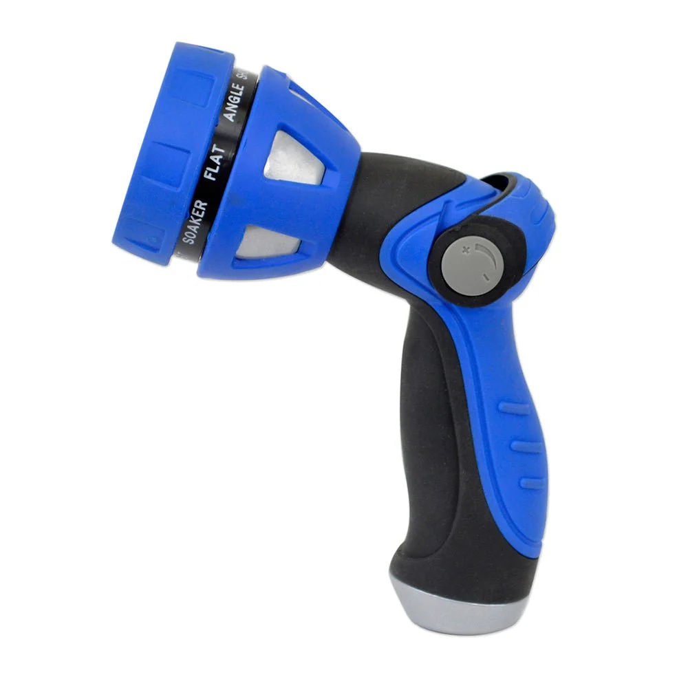 HoseCoil Thumb Lever Nozzle w/Metal Body & Nine Pattern Adjustable Spray Head – Marine Boat Replacement Part