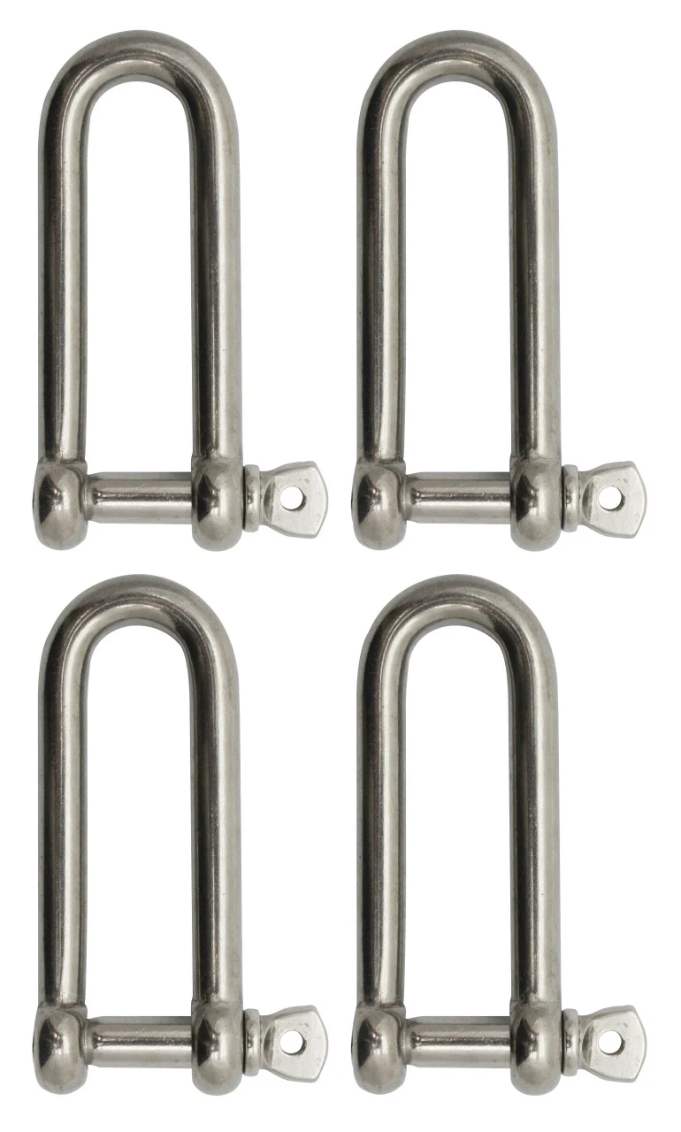 Extreme Max 3006.8207.4 BoatTector Stainless Steel Long D Shackle - 3/8", 4-Pack - 3006.8207.4