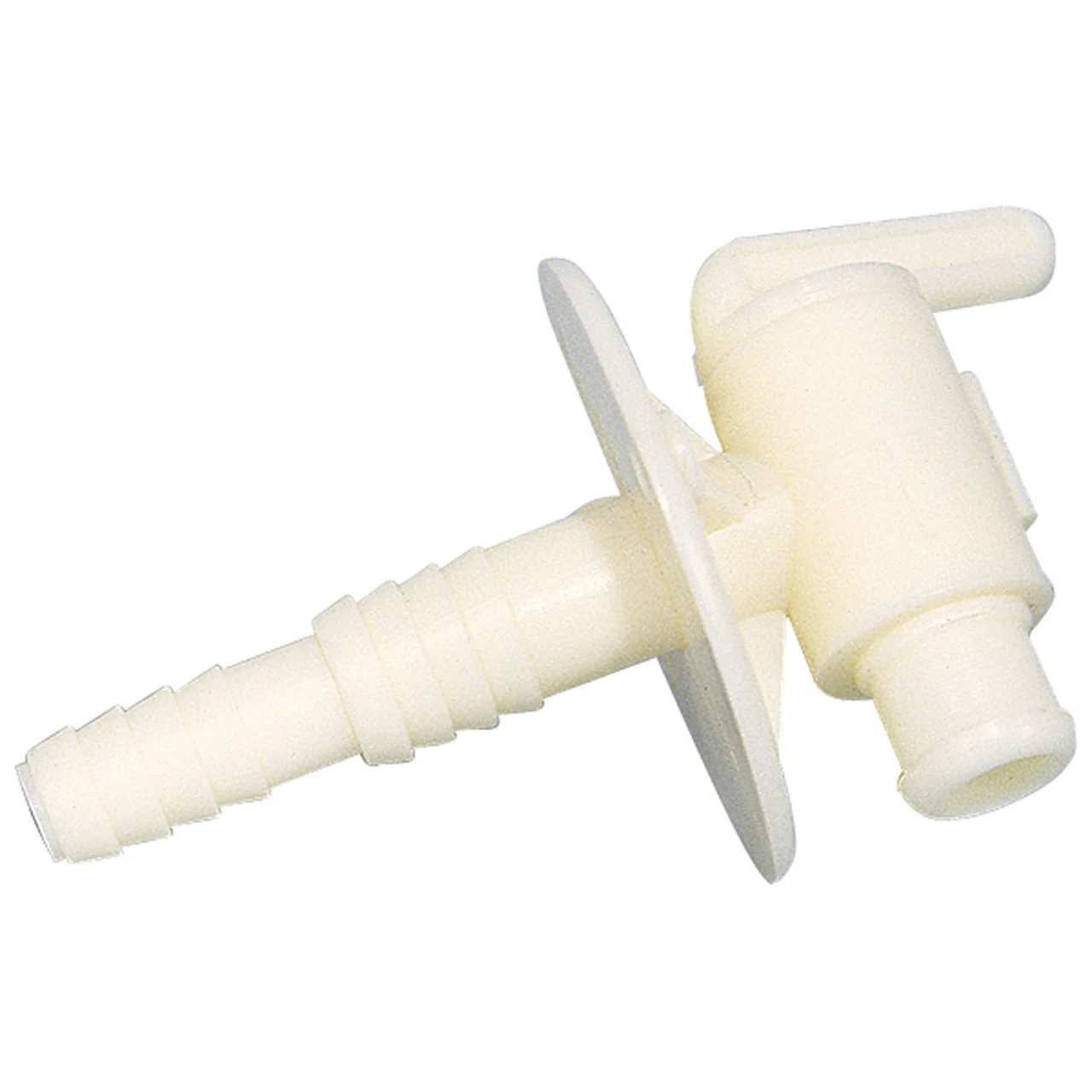 Camco 22223 Dual-Size Drain Valve with Flange - 3/8" or 1/2" Barb - 22223