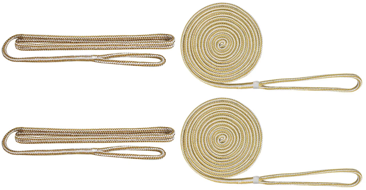 Extreme Max 3006.2684 BoatTector Premium Double Braid Nylon Dockside Rope Value Pack - 3/8", White & Gold - 3006.2684