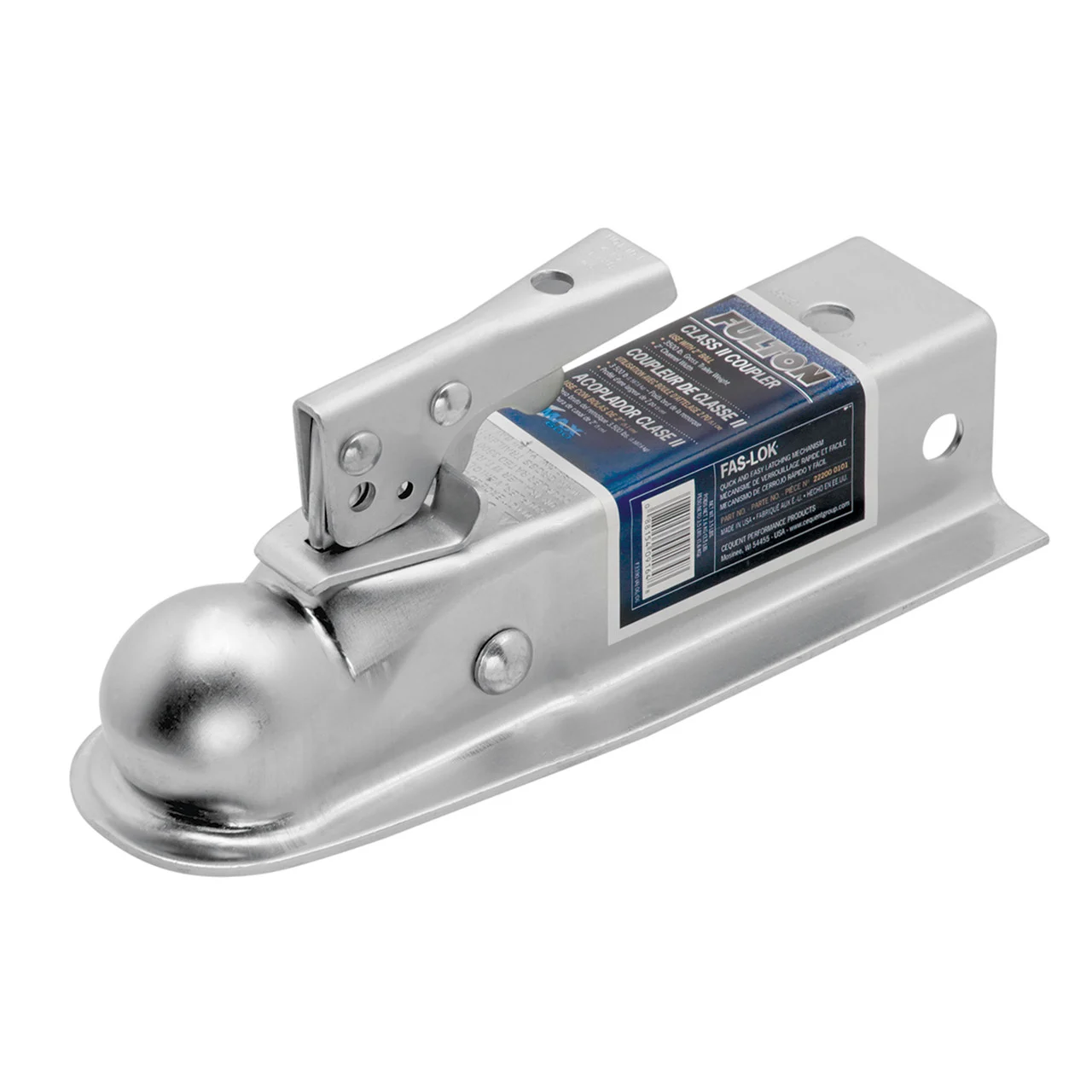 Fulton 22200 0101 Fas-Lok Straight Class II Trailer Coupler - 2" Ball, 2" Channel, 3500 lbs. - 22200 0101