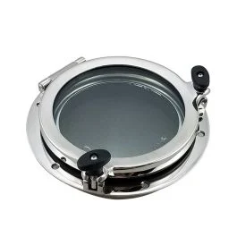 Stainless LSR Round Portlight, 6" with 2-1/2" Straight Spigot