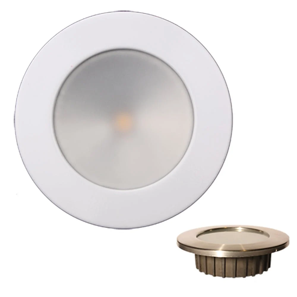 Lunasea Lighting Lunasea “ZERO EMI” Recessed 3.5” LED Light - Warm White w/White Stainless Steel Bezel - 12VDC – Marine Electrical Replacement Part