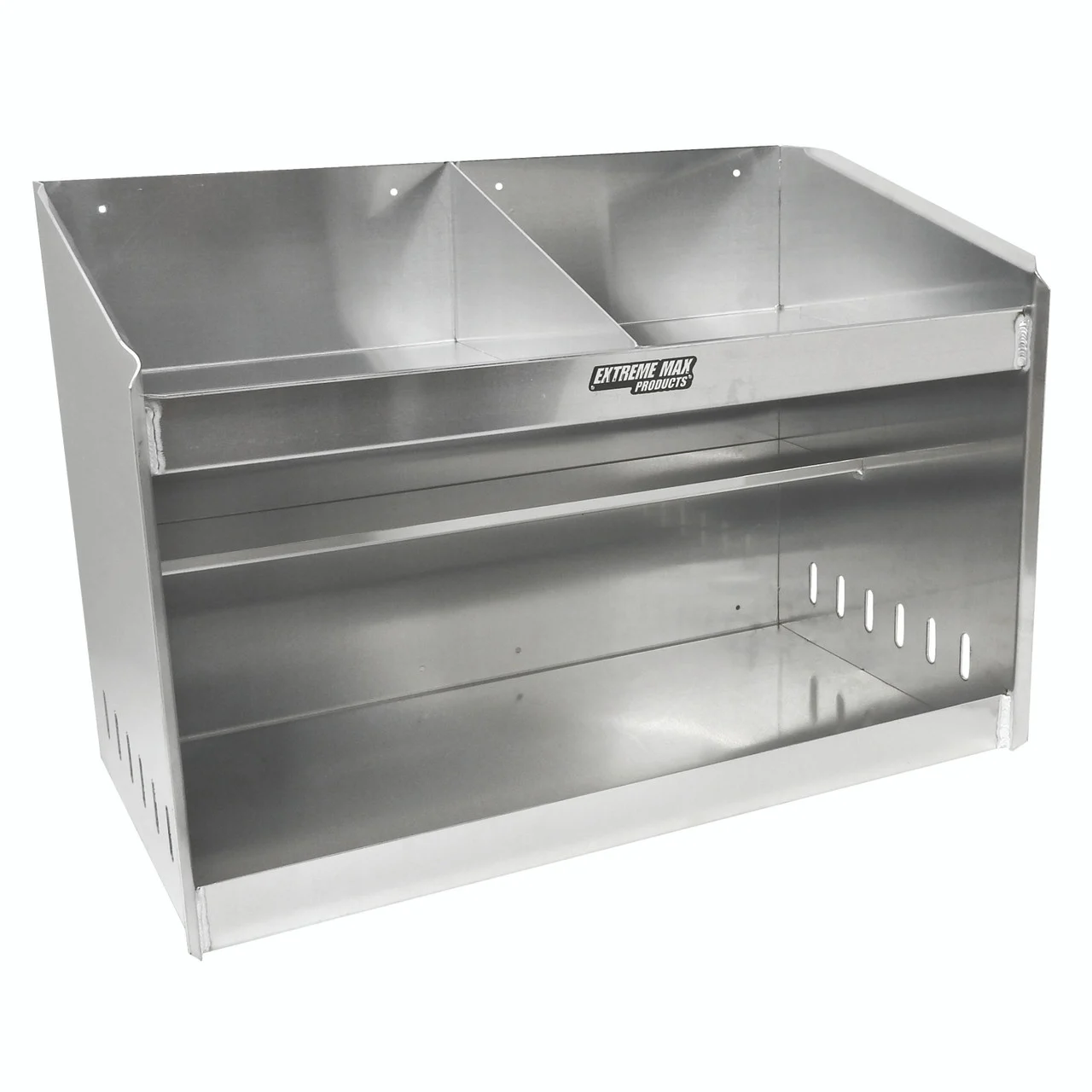 Extreme Max 5001.6056 Deluxe Dual Aluminum Helmet Bay Shelf Holder Storage Cabinet Organizer for Enclosed Race Trailer Shop Garage Storage - 5001.6056