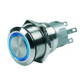 Bep Push Button Switch - 24v Latching On/Off - Blue Led