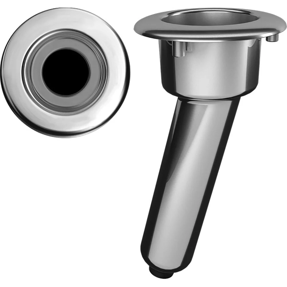 Mate Series Elite Screwless Stainless Steel 15° Rod & Cup Holder - Drain - Round Top