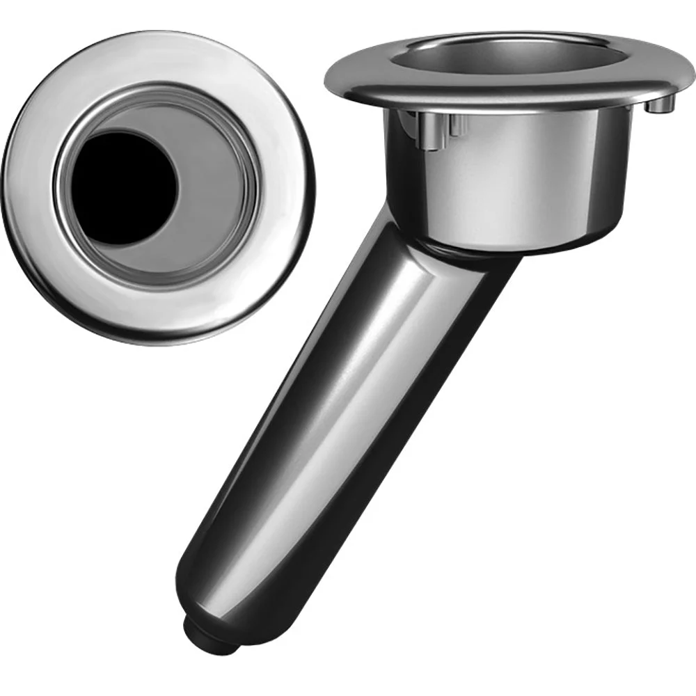Mate Series Elite Screwless Stainless Steel 30° Rod & Cup Holder - Drain - Round Top – Marine Boat Replacement Part