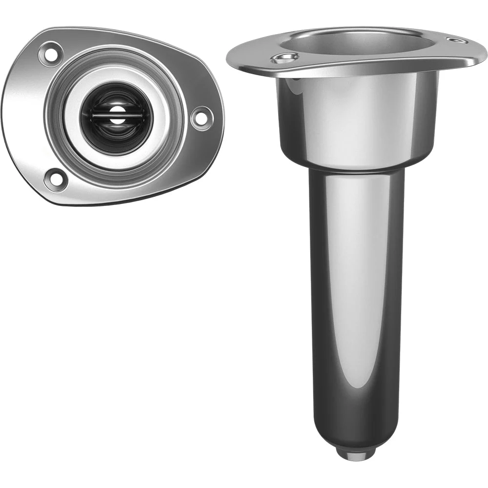 Mate Series Stainless Steel 0° Rod & Cup Holder - Drain - Oval Top – Marine Boat Replacement Part