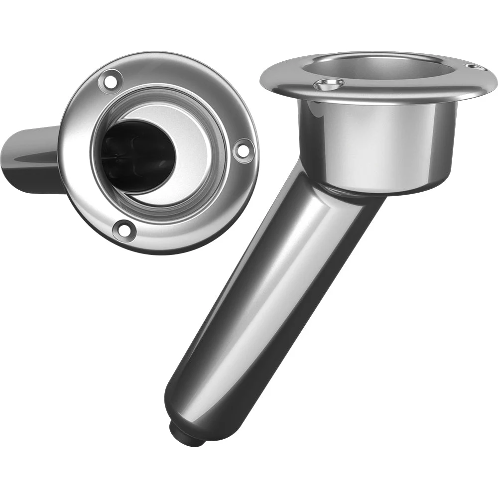 Mate Series Stainless Steel 30° Rod & Cup Holder - Drain - Round Top – Marine Boat Replacement Part