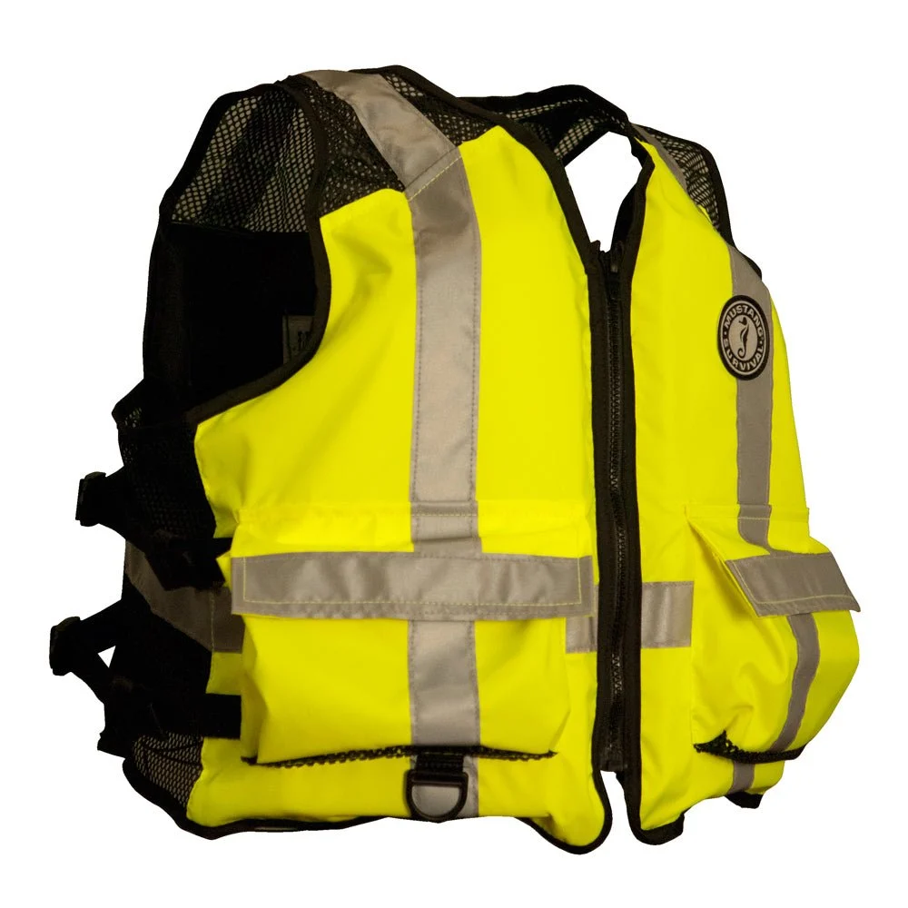 Mustang Survival Mustang High Visibility Industrial Mesh Vest - Fluorescent Yellow/Green/Black - XXL/3XL – Marine Boat Replacement Part