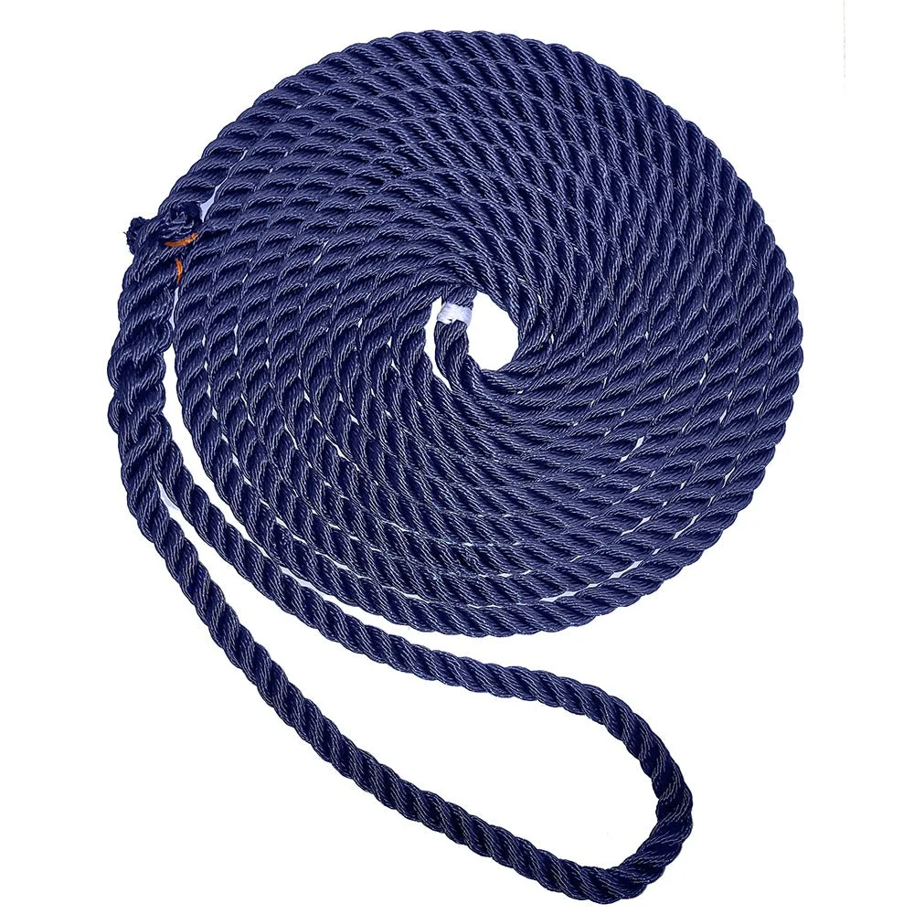 New England Ropes 1/2" Premium 3-Strand Dock Line - Navy Blue - 15' – Marine Boat Replacement Part