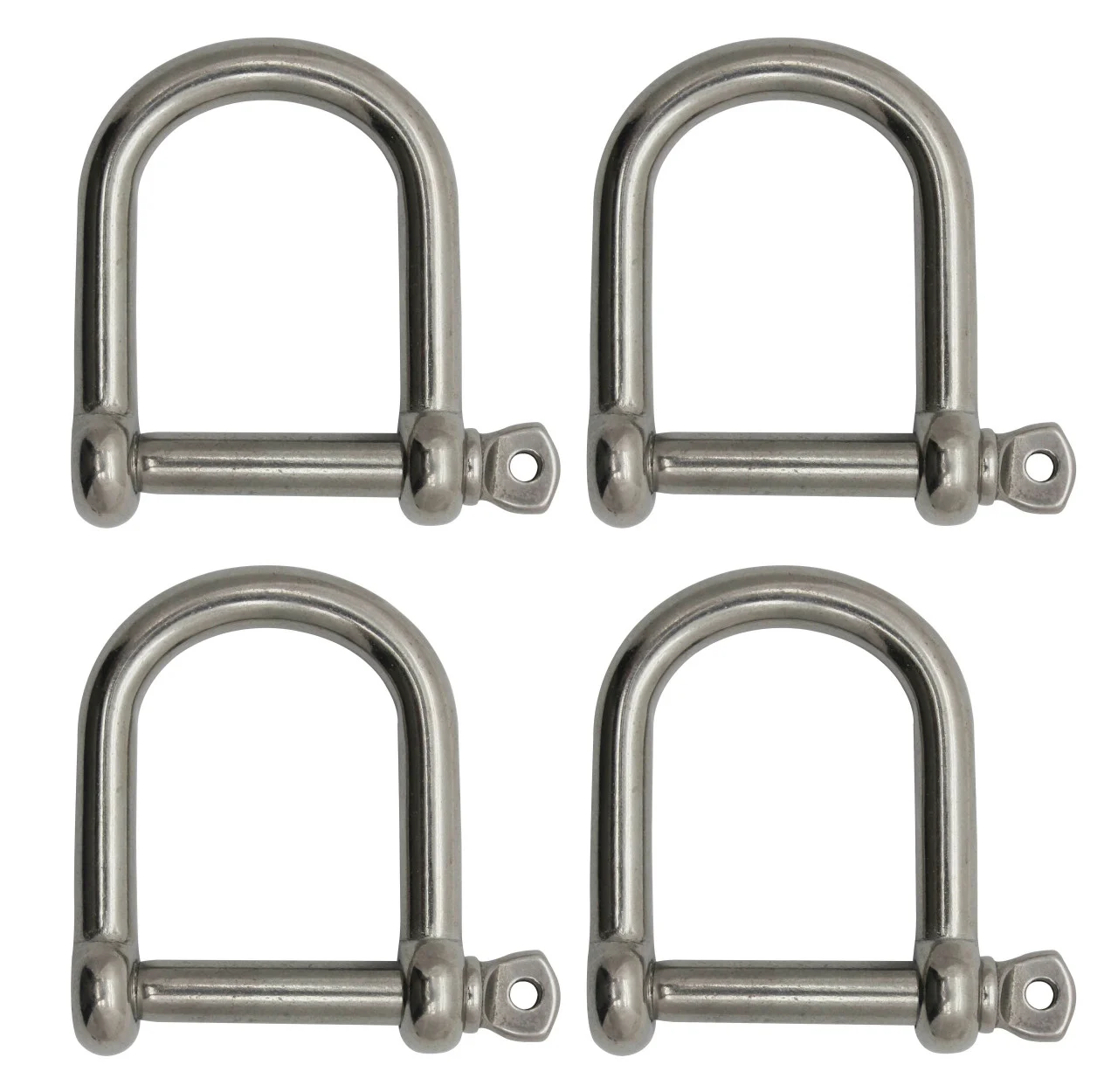 Extreme Max 3006.8225.4 BoatTector Stainless Steel Wide D Shackle - 1/4", 4-Pack - 3006.8225.4