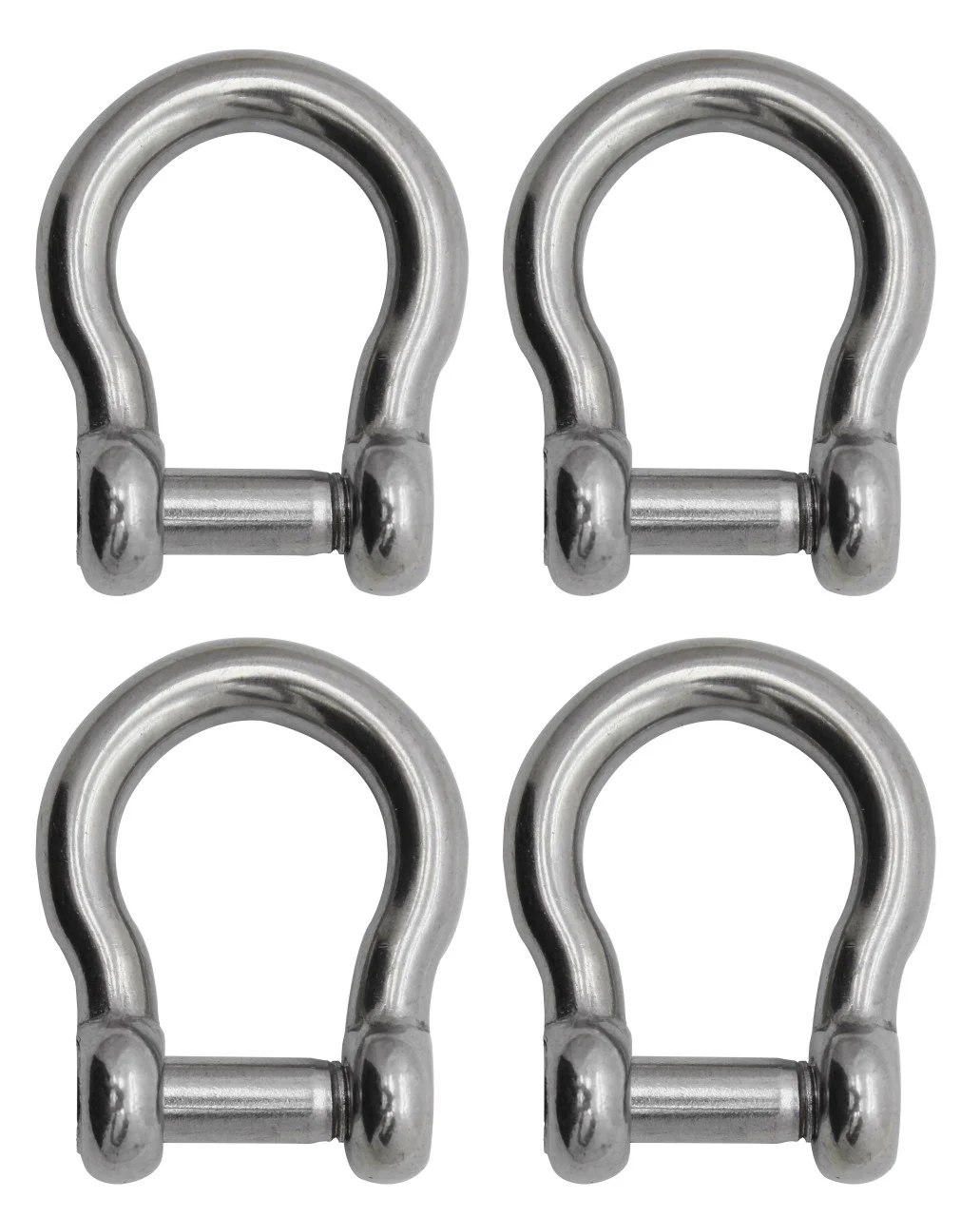 Extreme Max 3006.8411.4 BoatTector Stainless Steel Bow Shackle with No-Snag Pin - 3/8", 4-Pack - 3006.8411.4