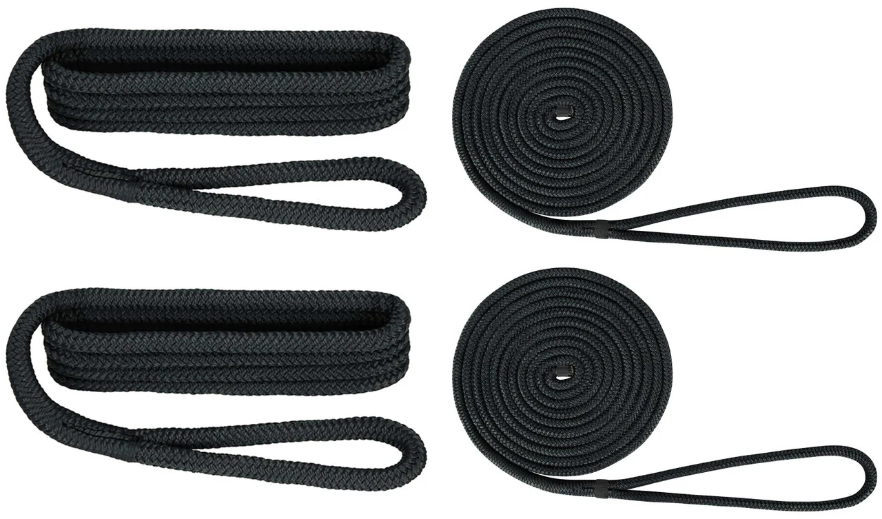 Extreme Max 3006.2693 BoatTector Premium Double Braid Nylon Dockside Rope Value Pack - 1/2", Black - 3006.2693