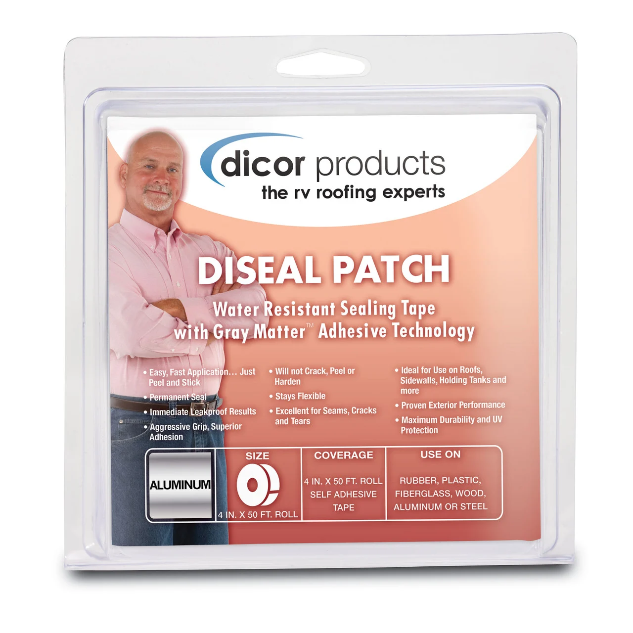 Dicor Corporation 522AF-450-1C Diseal Sealing Tape - Aluminum, 4" x 50' - 522AF-450-1C