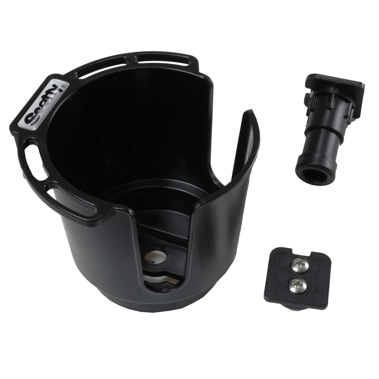 Scotty 0311-BK Cup Holder with Bulkhead/Gunnel Mount and Rod Holder Post Mount - Black - 0311-BK