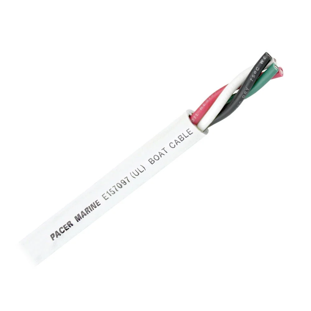 Pacer Round 4 Conductor Cable - 500' - 10/4 AWG - Black, Green, Red & White – Marine Electrical Replacement Part