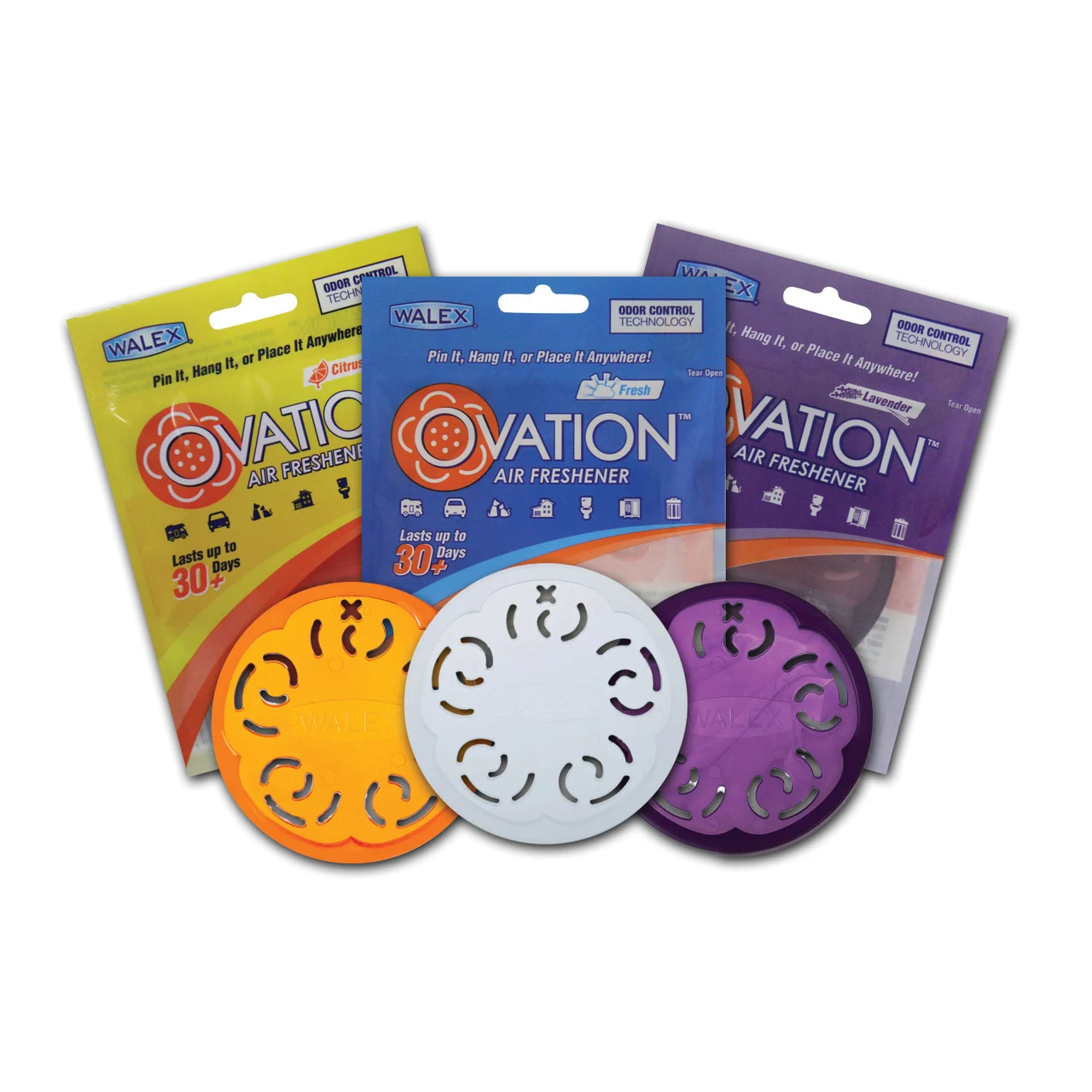 Walex OVAASST Portable Ovation Air Freshener - Assorted Scents, 24 Pack - OVAASST