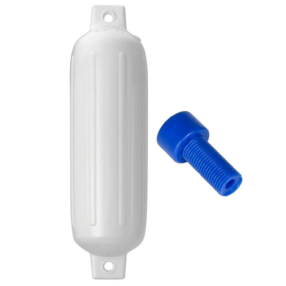 Polyform U.S. Polyform G-3 Twin Eye Fender 5.5" x 19" - White w/Adapter – Marine Boat Replacement Part