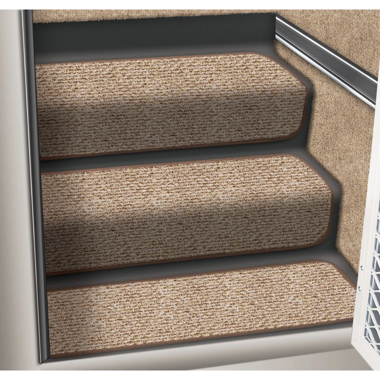 Prest-O-Fit 5-3088 Decorian Step Huggers RV Landing Step Rug - 10" x 23.5", Sandstone - 434031
