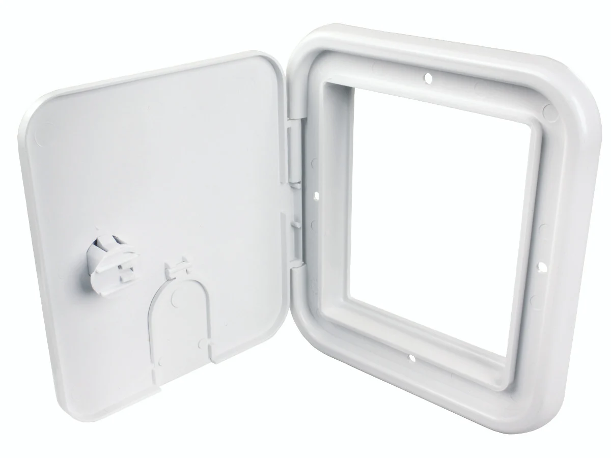 Thetford 94334 Small 30/50 Amp Electric Cable Hatch with Thumb Latch - Polar White - 94334