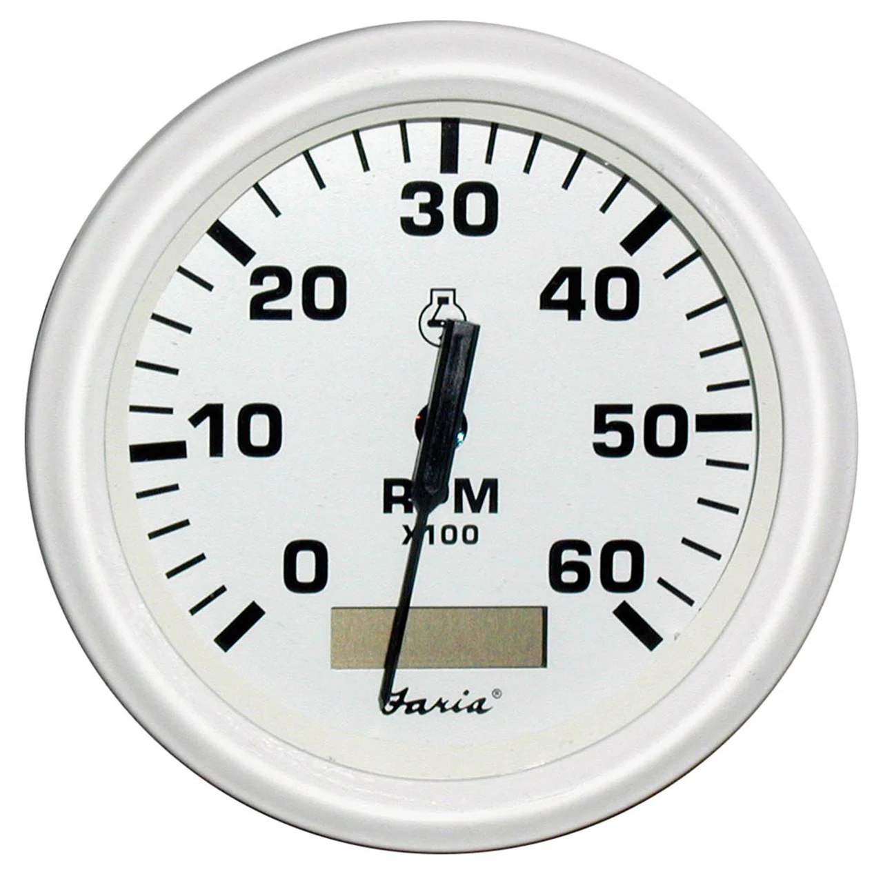 Faria 33140 Dress Tachometer Gauge with Hourmeter 7000 RPM - White, 4" - 33140