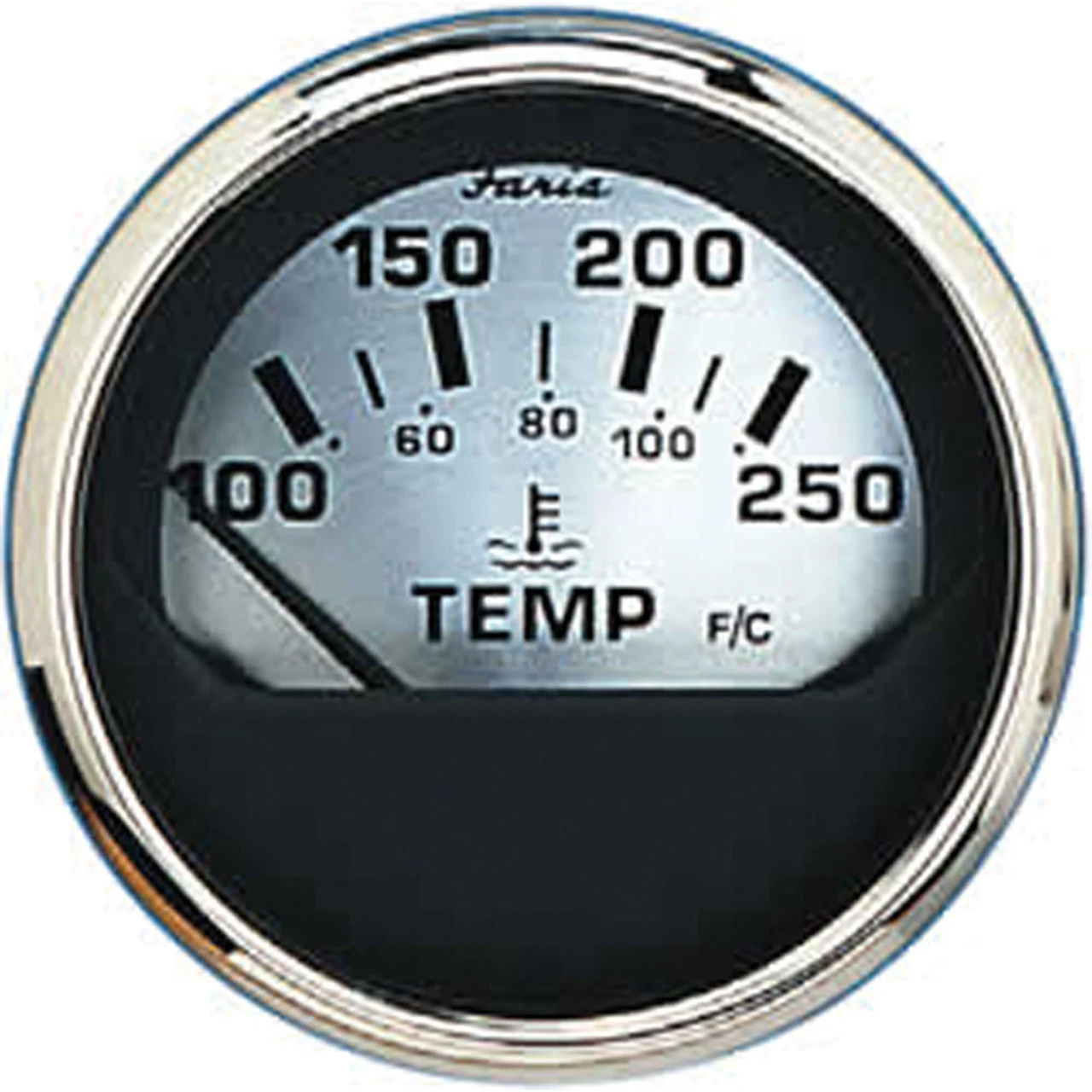 Faria 16004 Spun Silver Water Temperature Gauge - 16004