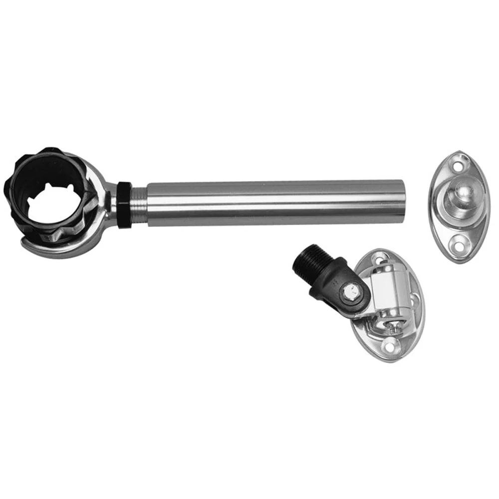Rupp Marine Rupp Threaded Antenna Support w/6" Flat Mount, Oval 4-Way Base & 1.5" Collar