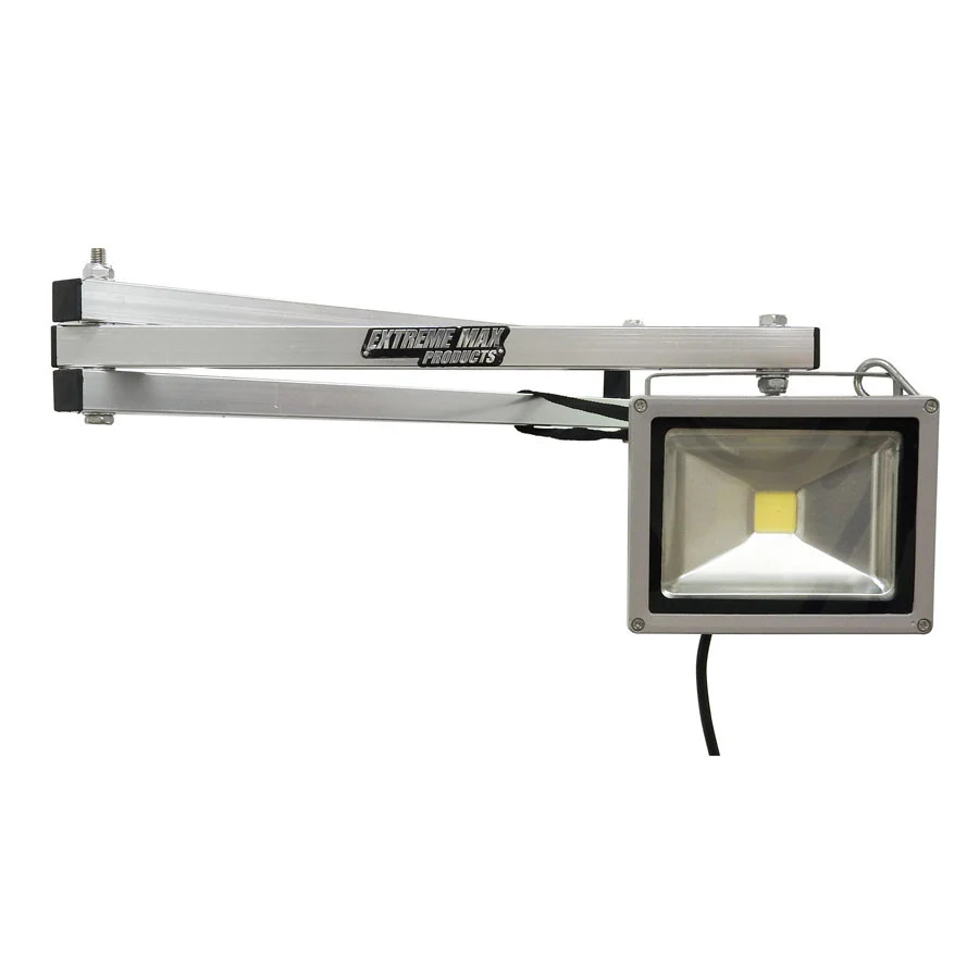 Extreme Max 5001.6065 Adjustable Aluminum Swing Arm LED Industrial Work Light for Warehouse Race Trailer Shop Garage Workbench - 5001.6065