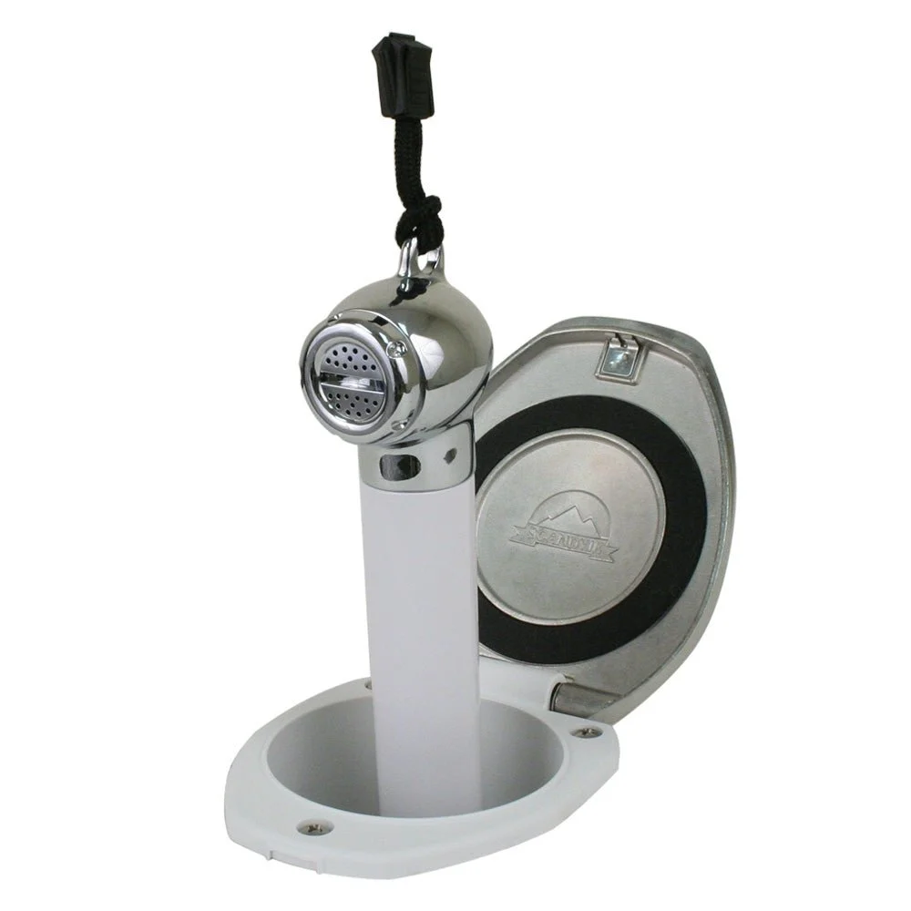Scandvik White & SS Recessed Transom Shower Handle/Hose - Vertical/Horizontal Mount - 6' Hose – Boat Pump & Plumbing Part