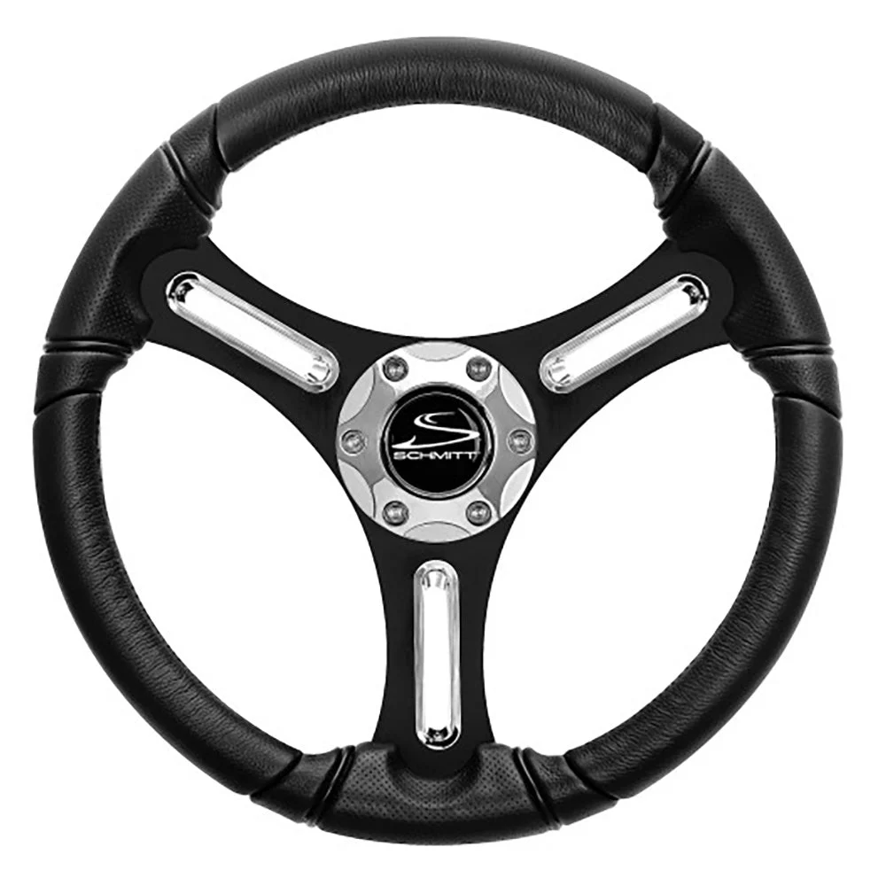 Schmitt Marine Torcello 14" Wheel - 03 Series - Polyurethane Wheel w/Chrome Spoke Inserts & Cap - Black Brushe