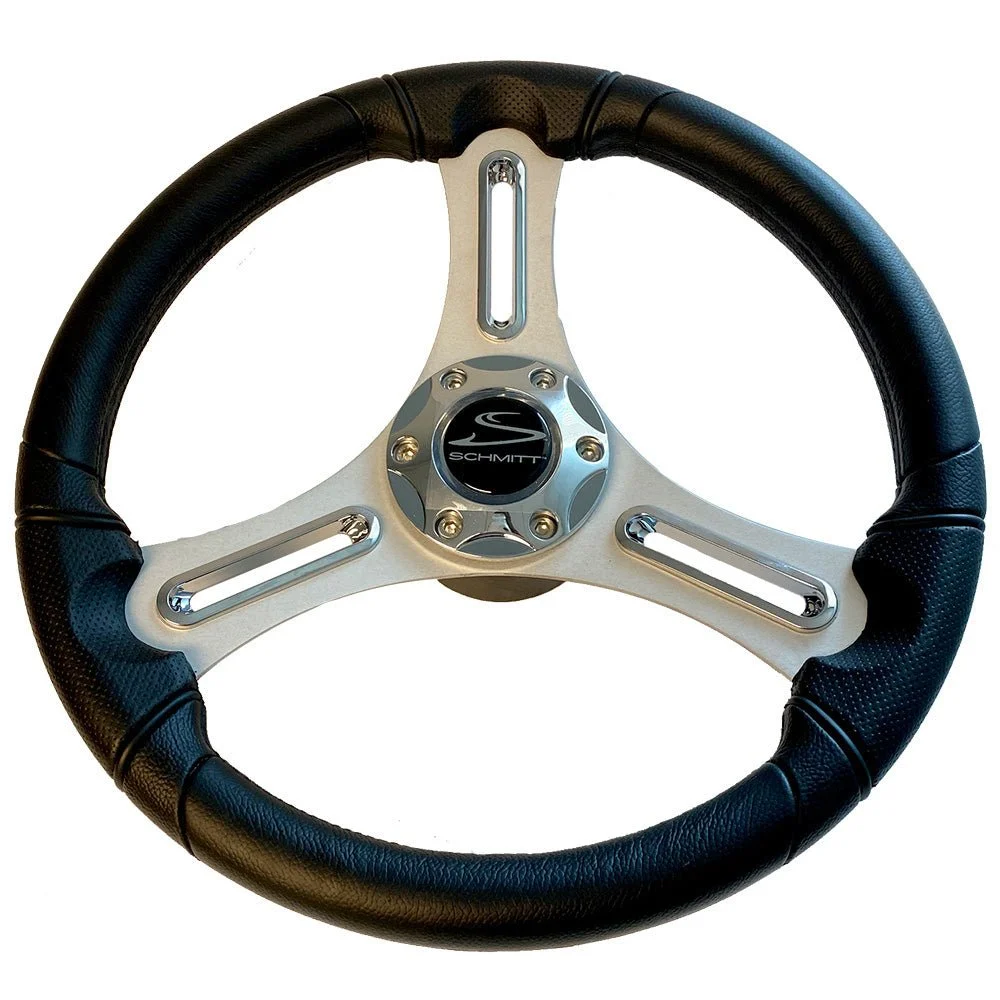 Schmitt Marine Torcello 14" Wheel - 03 Series - Polyurethane Wheel w/Chrome Trim & Cap - Brushed Spokes - 3/4"