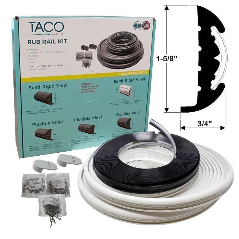 Taco Metals Semi-Rigid Rub Rail Kit White W/Fl – Marine Boat Replacement Part