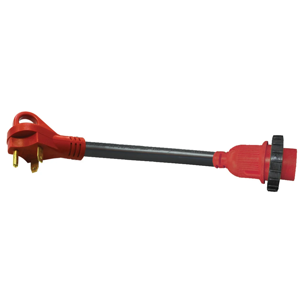 Valterra A10-3030HD Mighty Cord Detachable 12" Adapter Cord w/Handle - 30AM to 30AF, Red (Bulk) - A10-3030HD