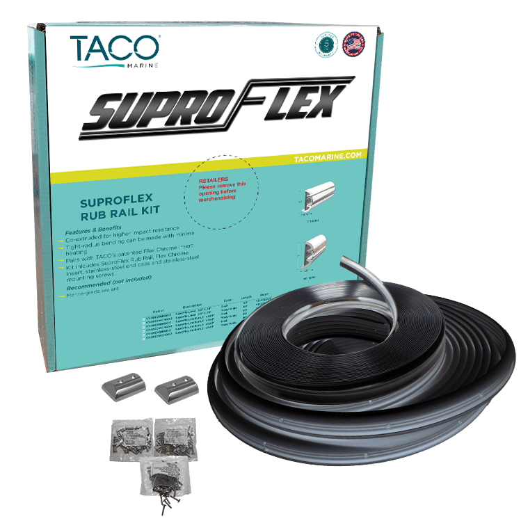 Taco Metals Supro-Flex Rub Rail Kit Black W/Fl – Marine Boat Replacement Part