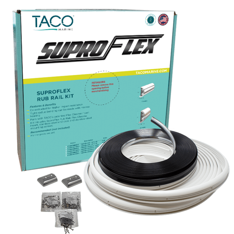 Taco Metals Supro-Flex Rub Rail Kit White W/Fl – Marine Boat Replacement Part