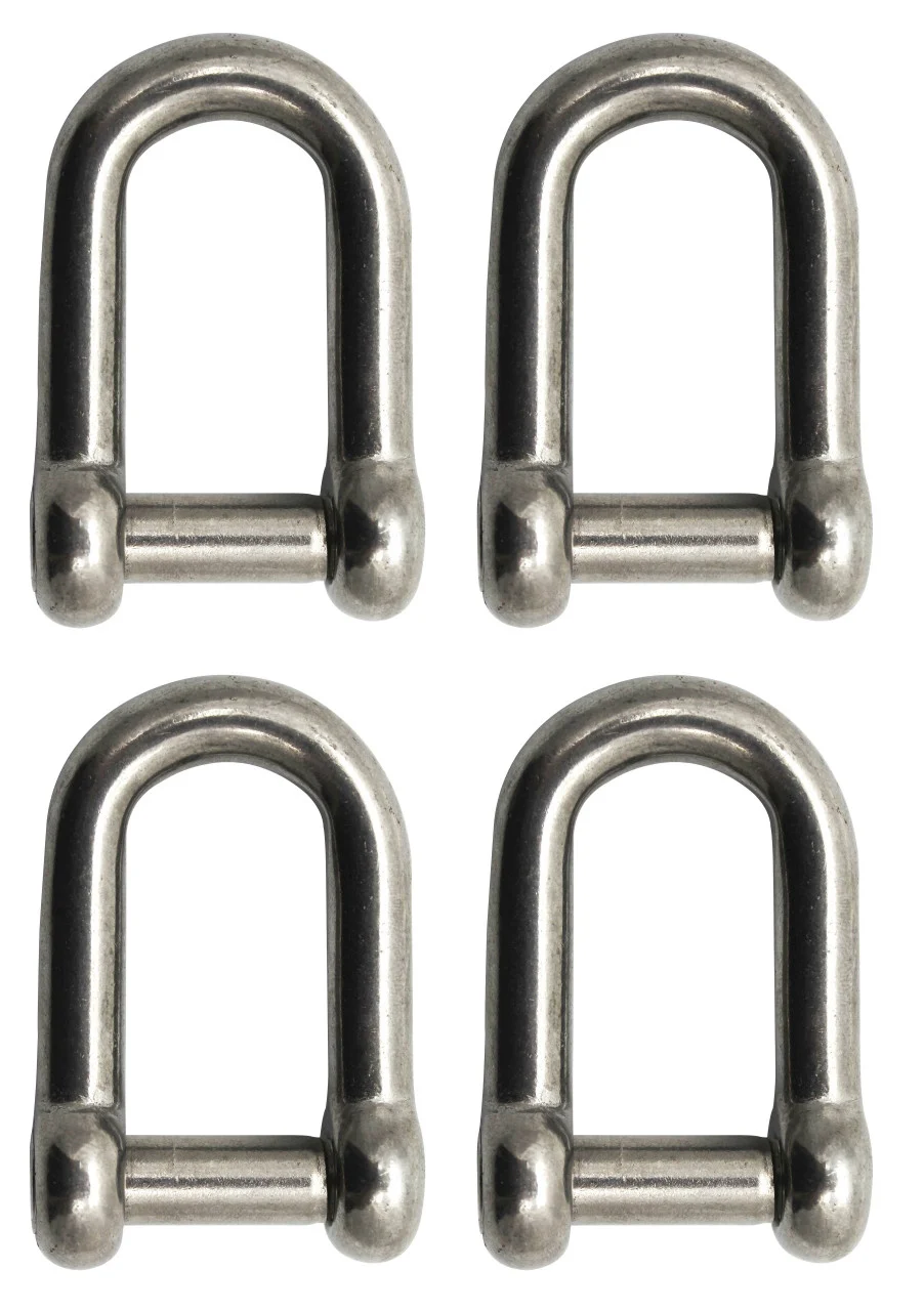 Extreme Max 3006.8399.4 BoatTector Stainless Steel D Shackle with No-Snag Pin - 3/8", 4-Pack - 3006.8399.4