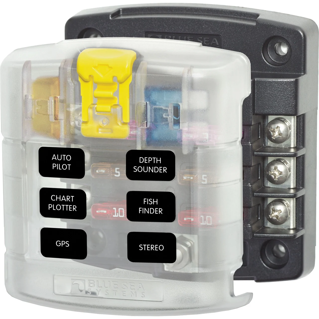 Blue Sea Systems 5028-BSS ST Blade Fuse Block - 6 Circuits with Cover - 5028-BSS