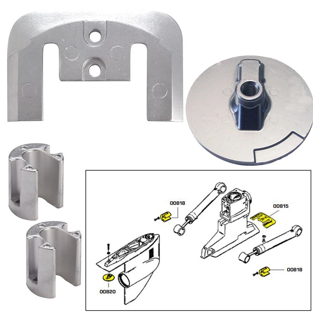 Tecnoseal Anode Kit w/Hardware - Mercury Bravo 2-3 up to 2003 - Magnesium – Marine Boat Replacement Part