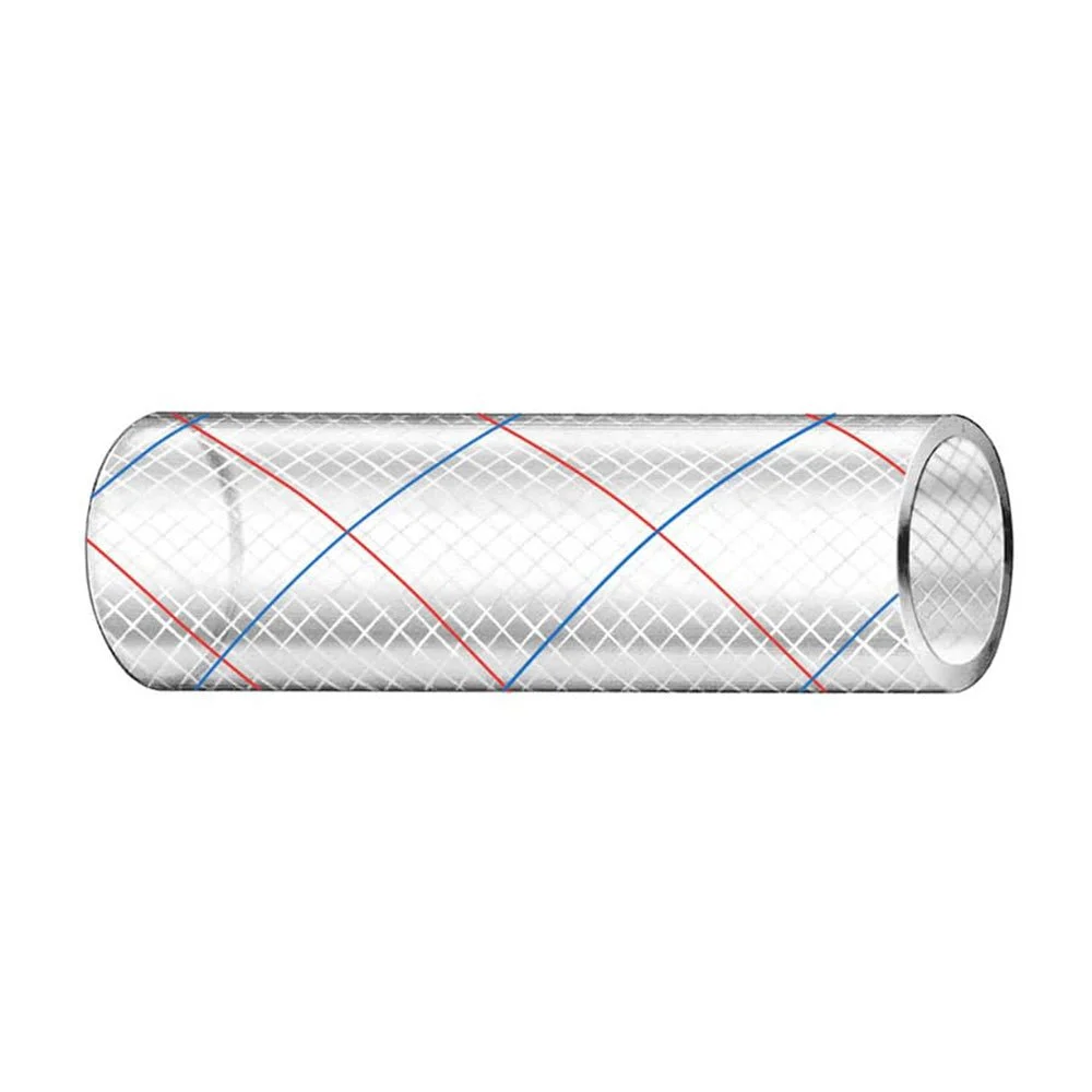 Trident Marine 3/4" x 50' Clear Reinforced PVC Hose Tubing Red & Blue Tracer