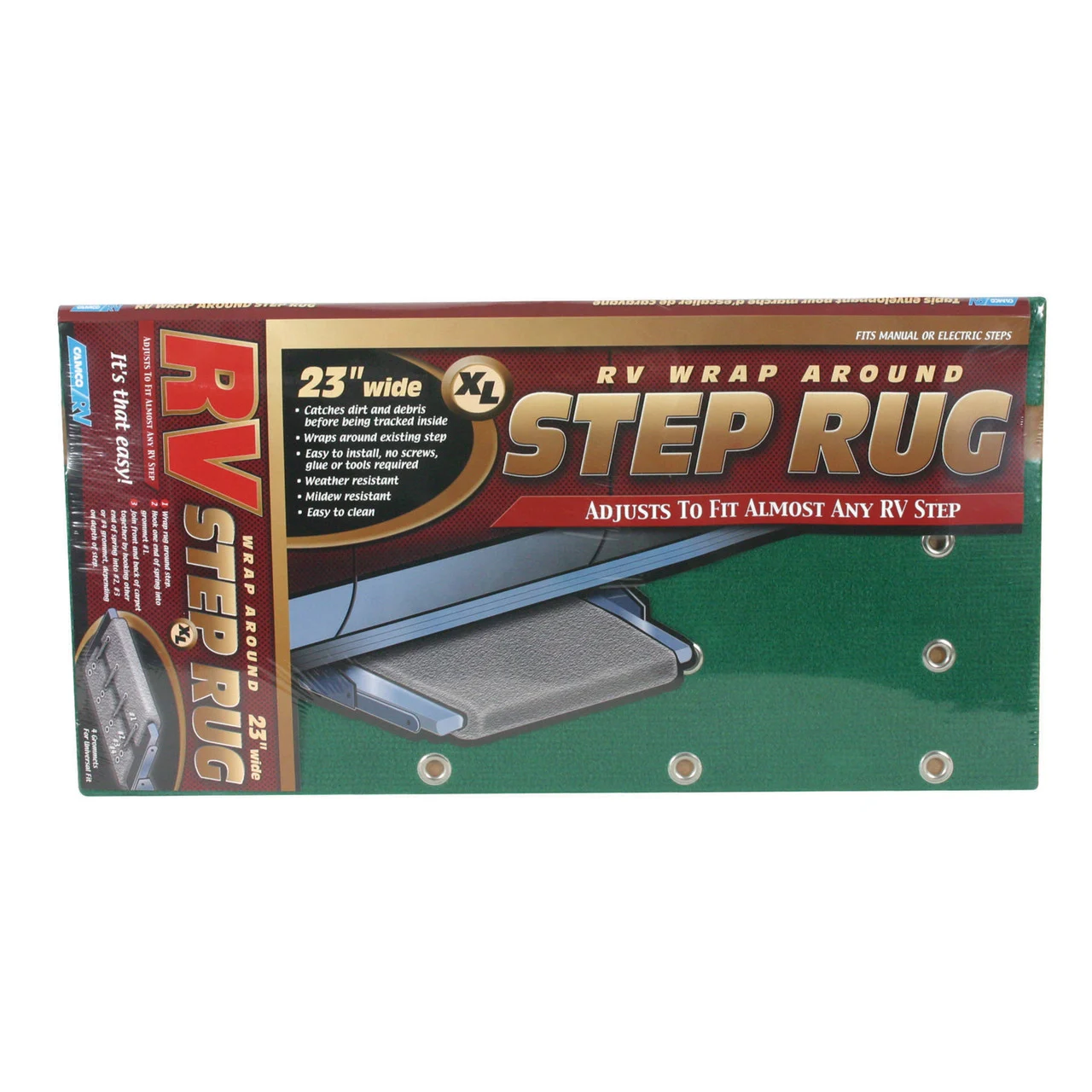 Camco 42933 23" RV Step Rug - Green - 42933