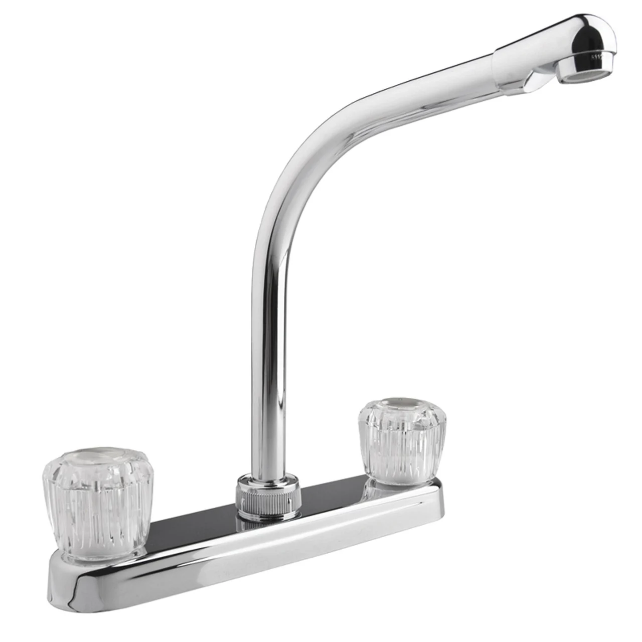 Dura Faucet Hi-Rise RV Kitchen Faucet with Clear Knobs - Polished Chrome - DF-PK210A-CP