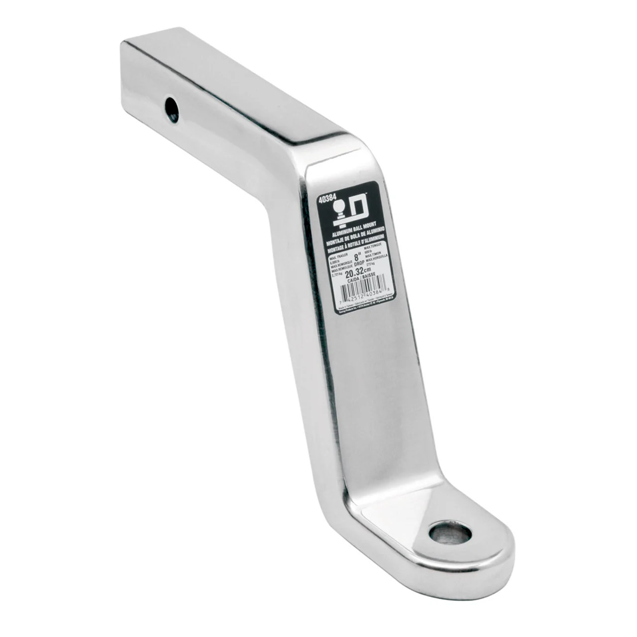 Reese 40384 Class IV Trailer Hitch Ball Mount - 6,000 lbs. GTW, 1" Ball Hole, 10-7/8" Length, 7" Rise, 8" Drop, Chrome - 40384