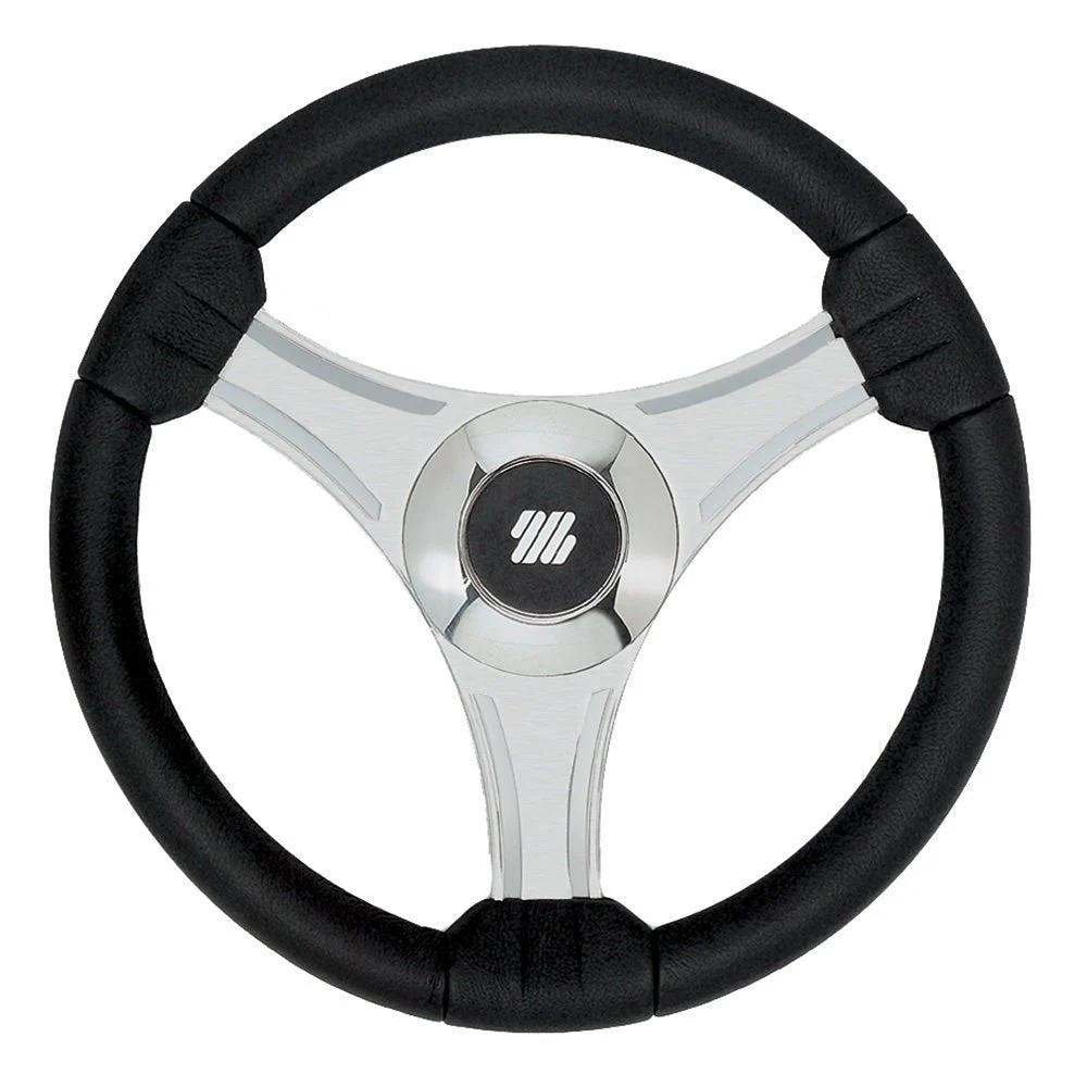 Uflex USA Uflex - Tavolara - 13.8" Black Polyurethane Steering Wheel w/Silver Spokes & X62 Hub – Marine Boat Replacement Part