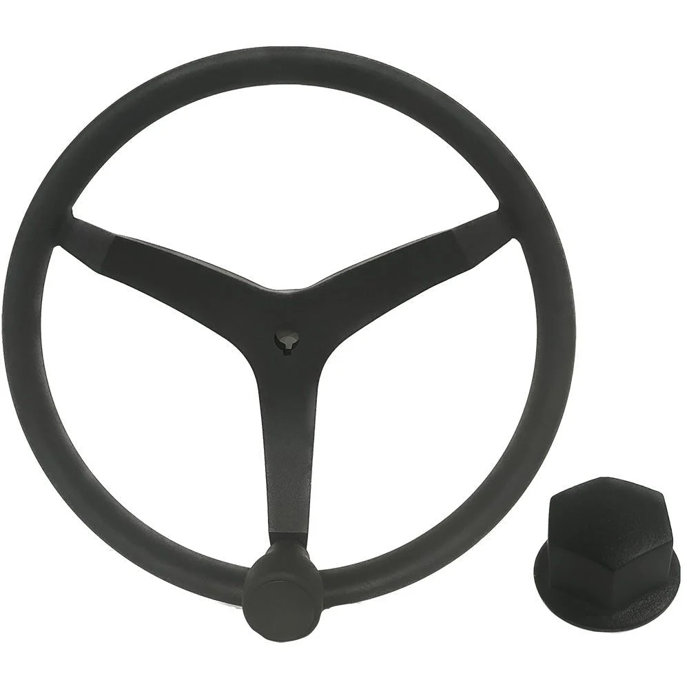 Uflex USA Uflex - V46 - 13.5" Stainless Steel Steering Wheel w/Speed Knob & Chrome Nut - Black – Marine Boat Replacement Part