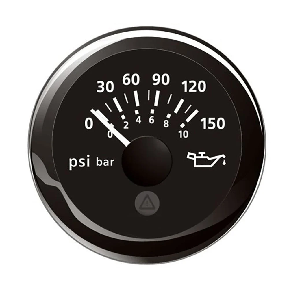 Veratron Outboard 52MM (2-1/16") ViewLine Oil Pressure Indicator 0 to 150 PSI - Black Dial & Round Bezel